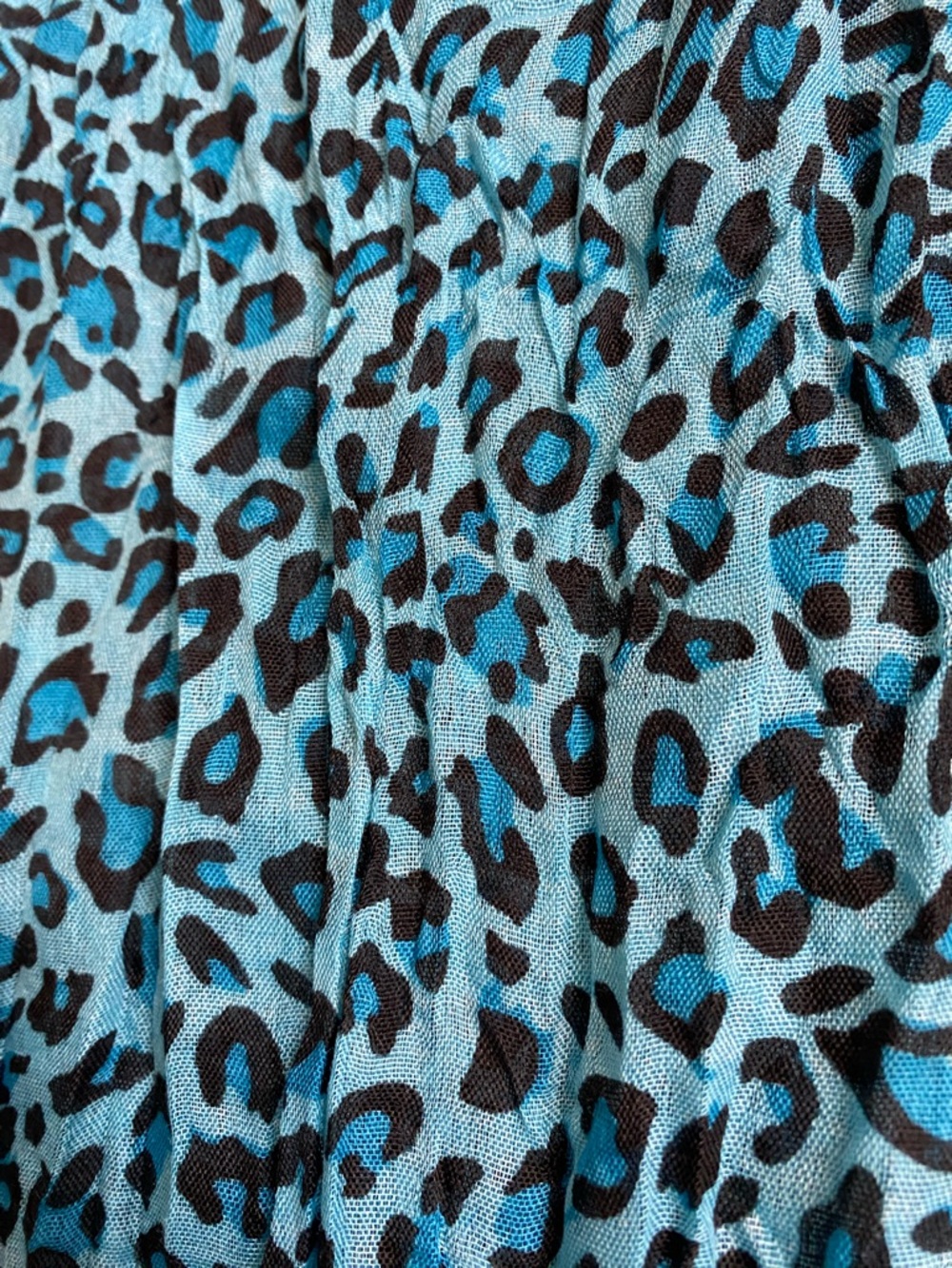 Turquoise Leopard Print Lightweight Gauzy Infinity Scarf - Picture 5 of 5